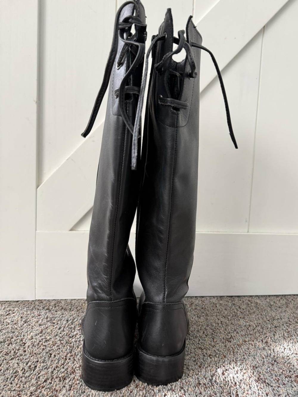Steve Madden LOVER Tall Black Lace-Up Back Leather Riding Boots - Picture 4 of 16